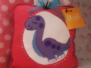 This Dino themed cushion is specially designed for your little one. Size : 8 by 8 inches